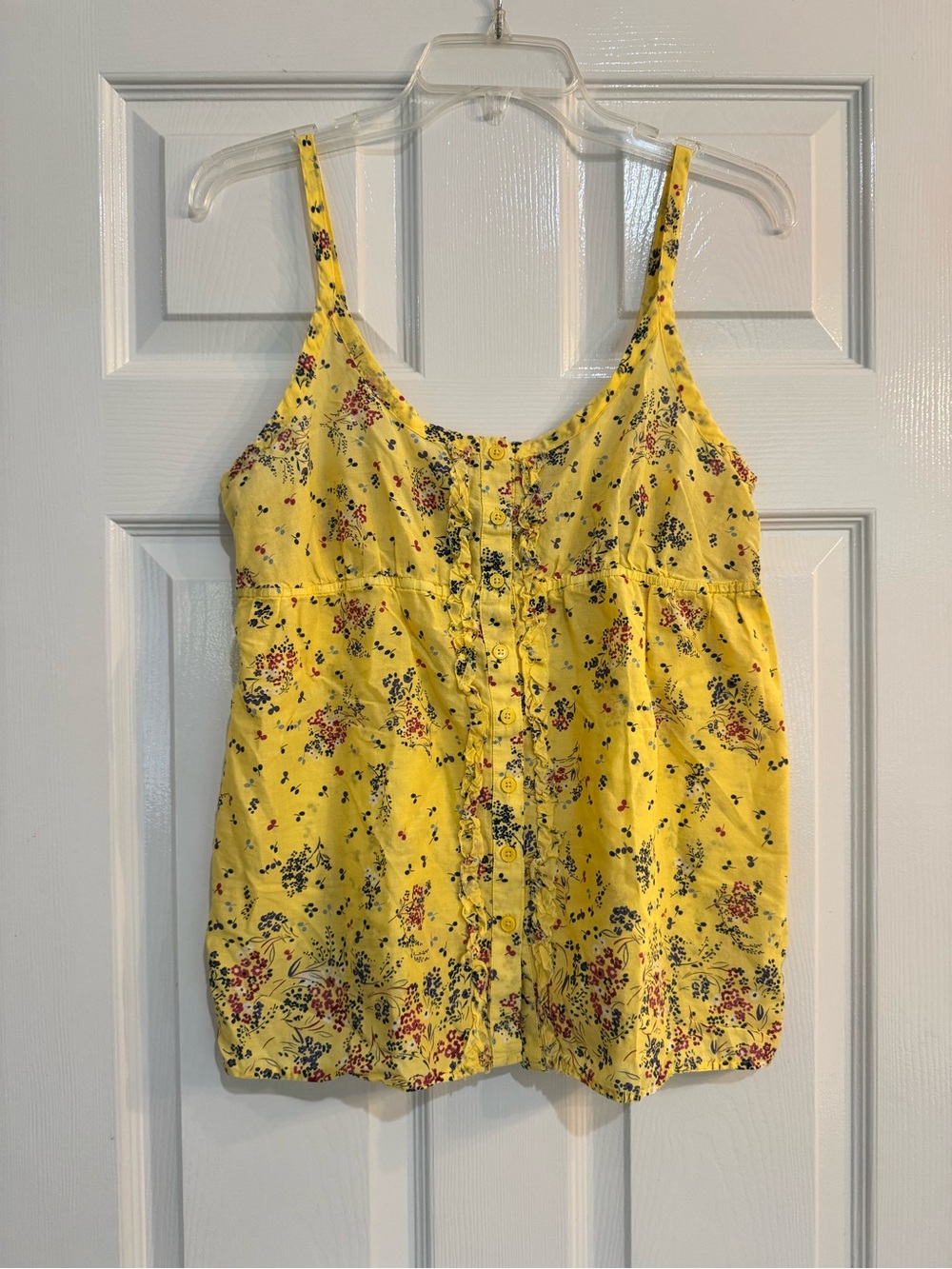 Gap Yellow Ditsy Floral Button-Front Babydoll Camisole